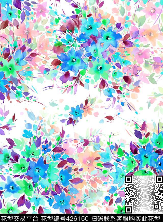 简约清新小碎花手绘数码印花华亿平台下载（图片编号: 426150） - 瓦栏（Walan）