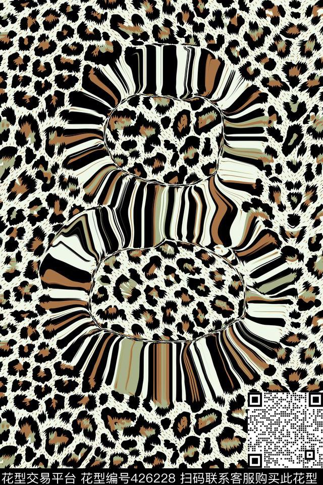 几何数字豹纹传统印花华亿平台下载（图片编号: 426228） - 瓦栏（Walan）