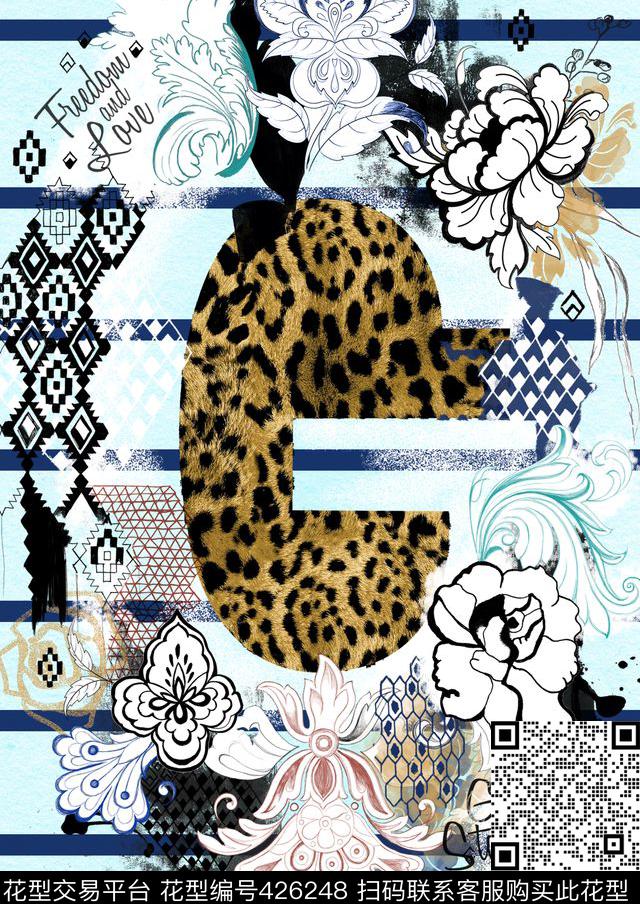 几何条纹复古几何图数码印花华亿平台下载（图片编号: 426248） - 瓦栏（Walan）