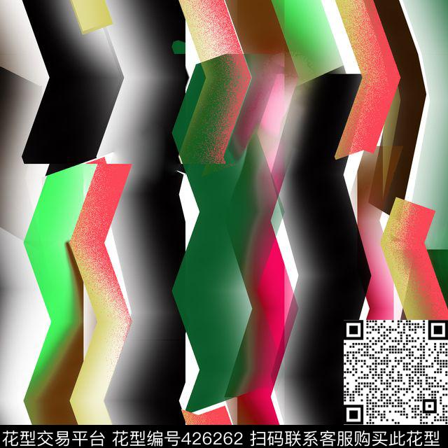 时尚几何波浪多彩数码印花华亿平台下载（图片编号: 426262） - 瓦栏（Walan）