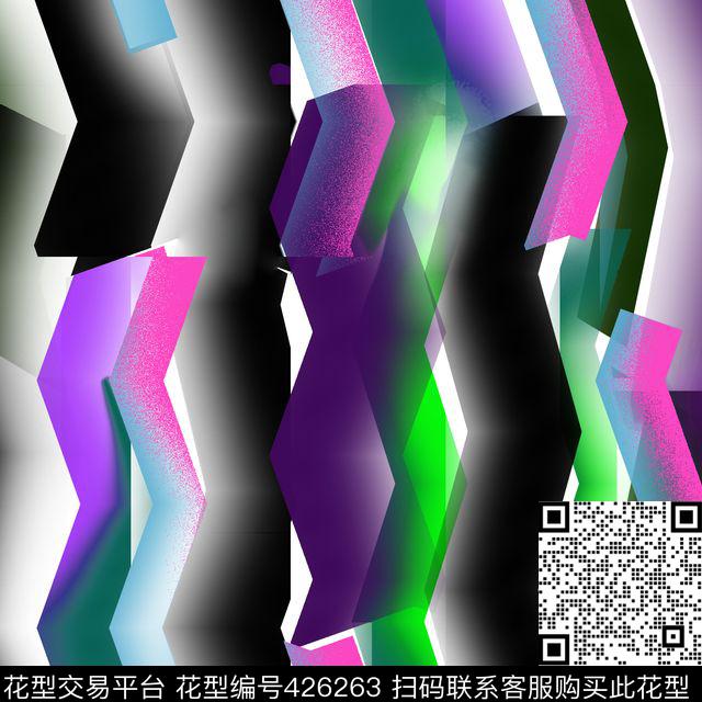 时尚几何波浪多彩数码印花华亿平台下载（图片编号: 426263） - 瓦栏（Walan）
