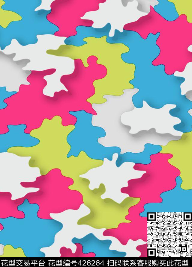 几何立体迷彩传统印花华亿平台下载（图片编号: 426264） - 瓦栏（Walan）