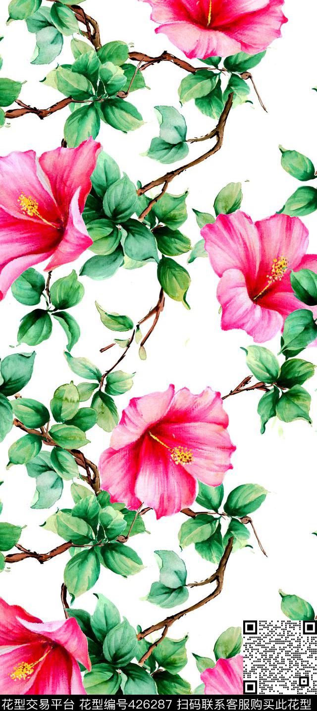 百合花花卉流行时尚大牌数码印花华亿平台下载（图片编号: 426287） - 瓦栏（Walan）