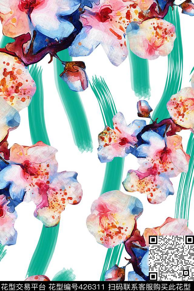 时尚休闲花卉潮牌数码印花华亿平台下载（图片编号: 426311） - 瓦栏（Walan）