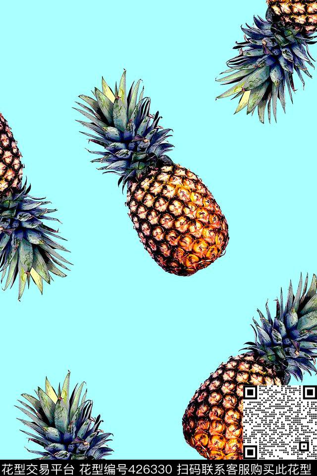 菠萝夏日时尚传统印花华亿平台下载（图片编号: 426330） - 瓦栏（Walan）