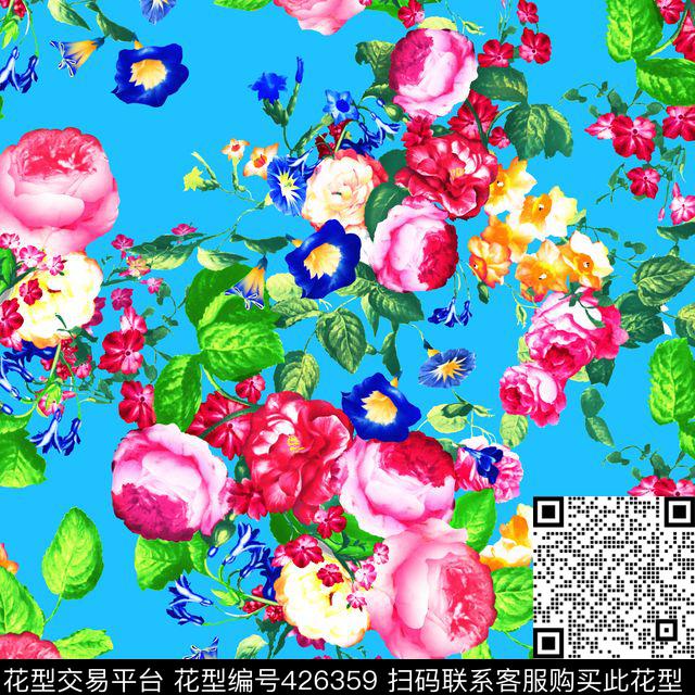 流行时尚花夲清晰简单数码印花华亿平台下载（图片编号: 426359） - 瓦栏（Walan）