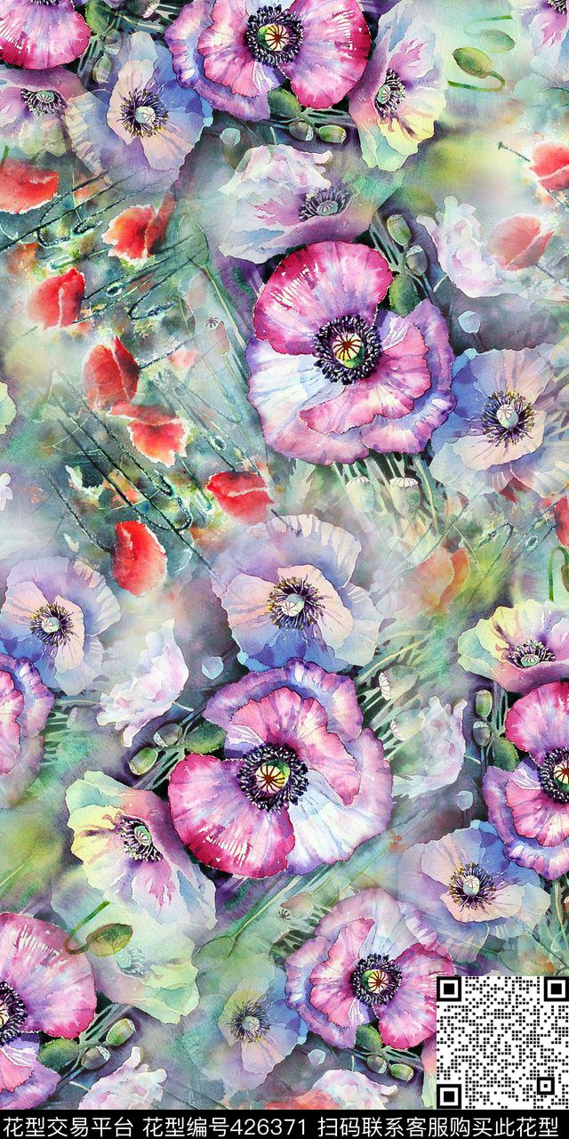 手绘素雅清爽花卉小碎花数码印花华亿平台下载（图片编号: 426371） - 瓦栏（Walan）