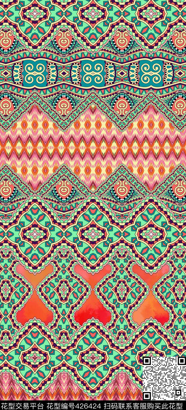 民族风波西米亚风格摩洛哥传统花纹传统印花华亿平台下载（图片编号: 426424） - 瓦栏（Walan）