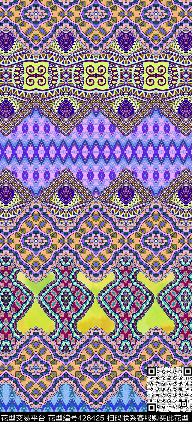 民族风波西米亚风格摩洛哥传统花纹传统印花华亿平台下载（图片编号: 426425） - 瓦栏（Walan）