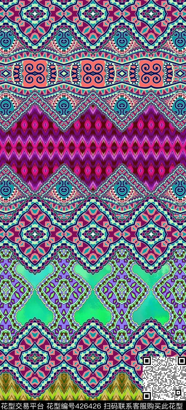 民族风波西米亚风格摩洛哥传统花纹传统印花华亿平台下载（图片编号: 426426） - 瓦栏（Walan）