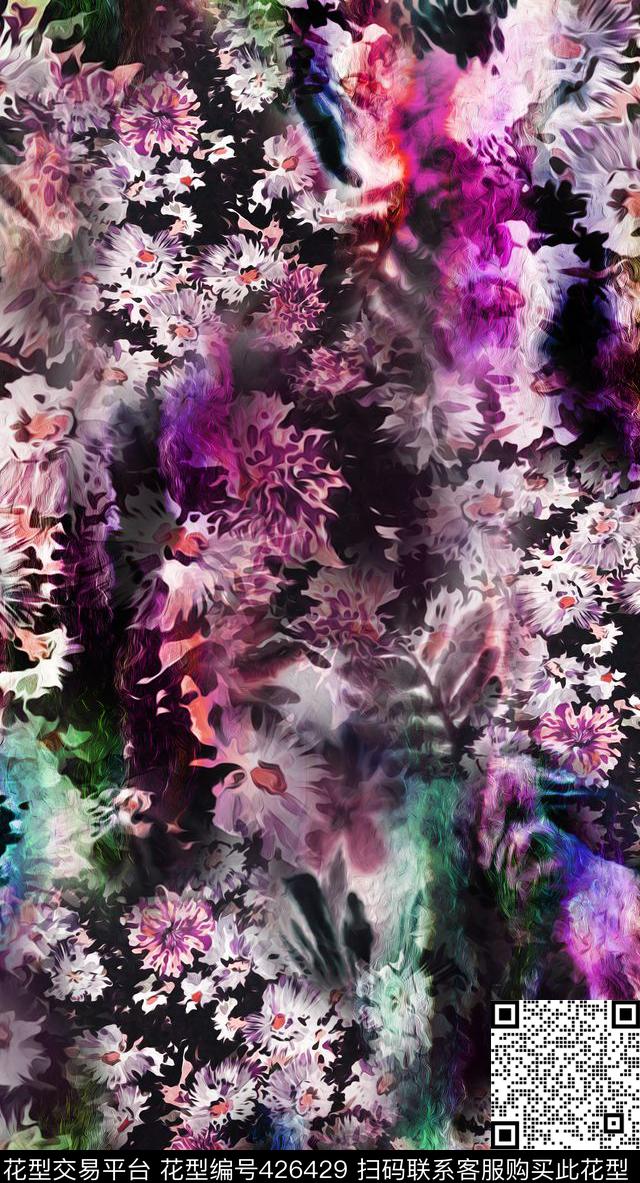 暗色动感抽象数码印花华亿平台下载（图片编号: 426429） - 瓦栏（Walan）