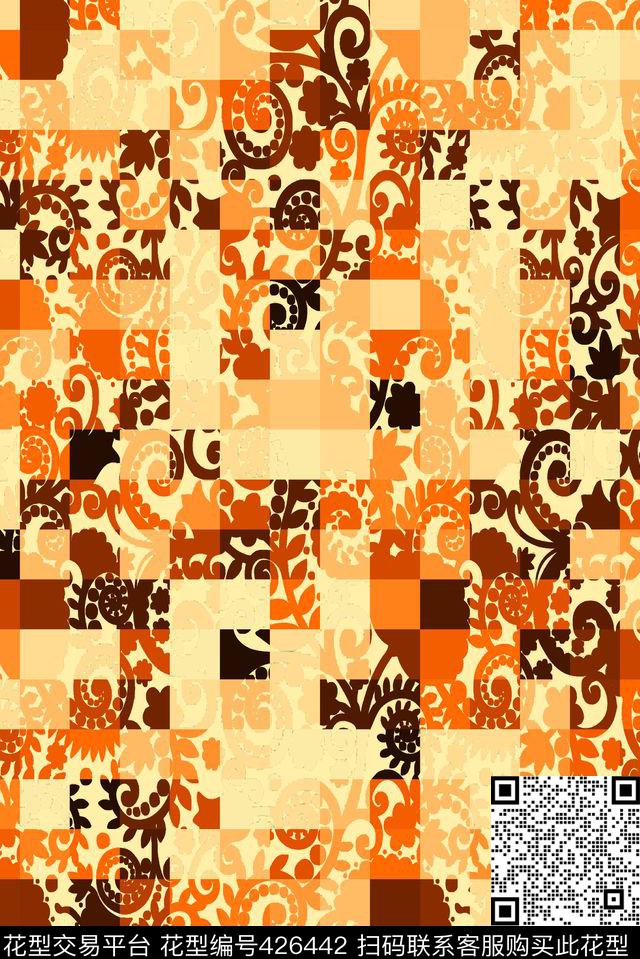 时尚方格佩斯里传统印花华亿平台下载（图片编号: 426442） - 瓦栏（Walan）