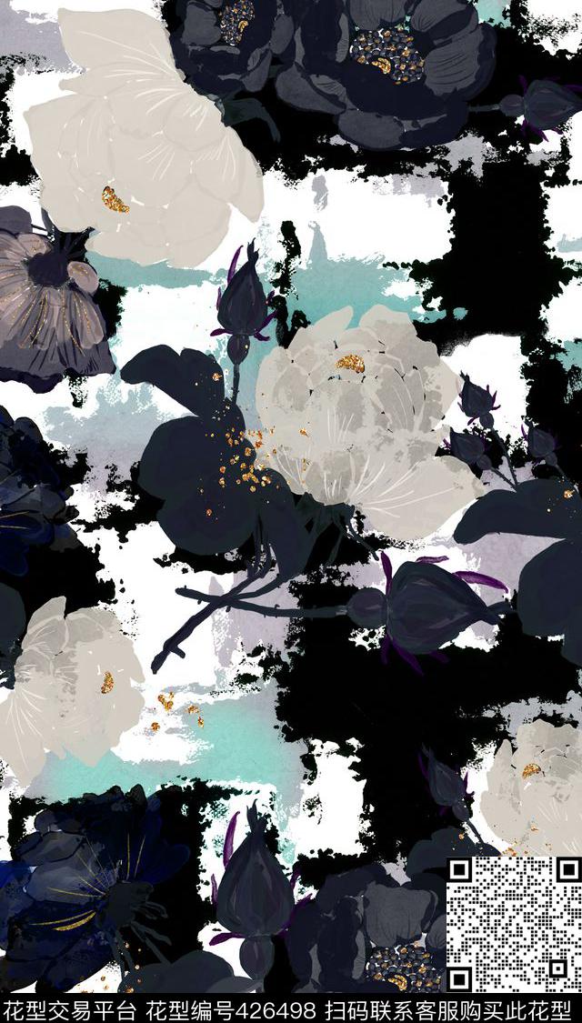 瑕疵手绘洒金数码印花华亿平台下载（图片编号: 426498） - 瓦栏（Walan）
