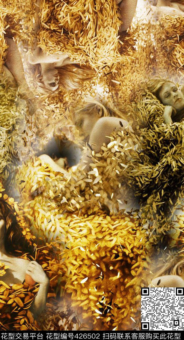 欧式秋叶圣女数码印花华亿平台下载（图片编号: 426502） - 瓦栏（Walan）