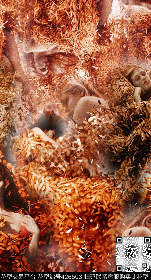 欧式秋叶圣女数码印花华亿平台下载（图片编号: 426503） - 瓦栏（Walan）