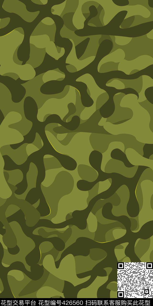 迷彩撇金色块数码印花华亿平台下载（图片编号: 426560） - 瓦栏（Walan）