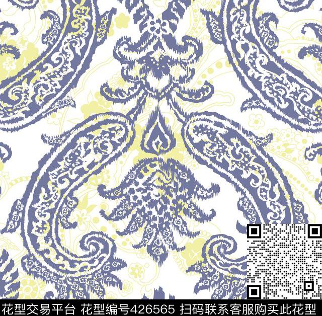 传统腰果花经典传统印花华亿平台下载（图片编号: 426565） - 瓦栏（Walan）
