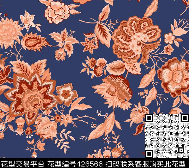 传统老人蓝底传统印花华亿平台下载（图片编号: 426566） - 瓦栏（Walan）