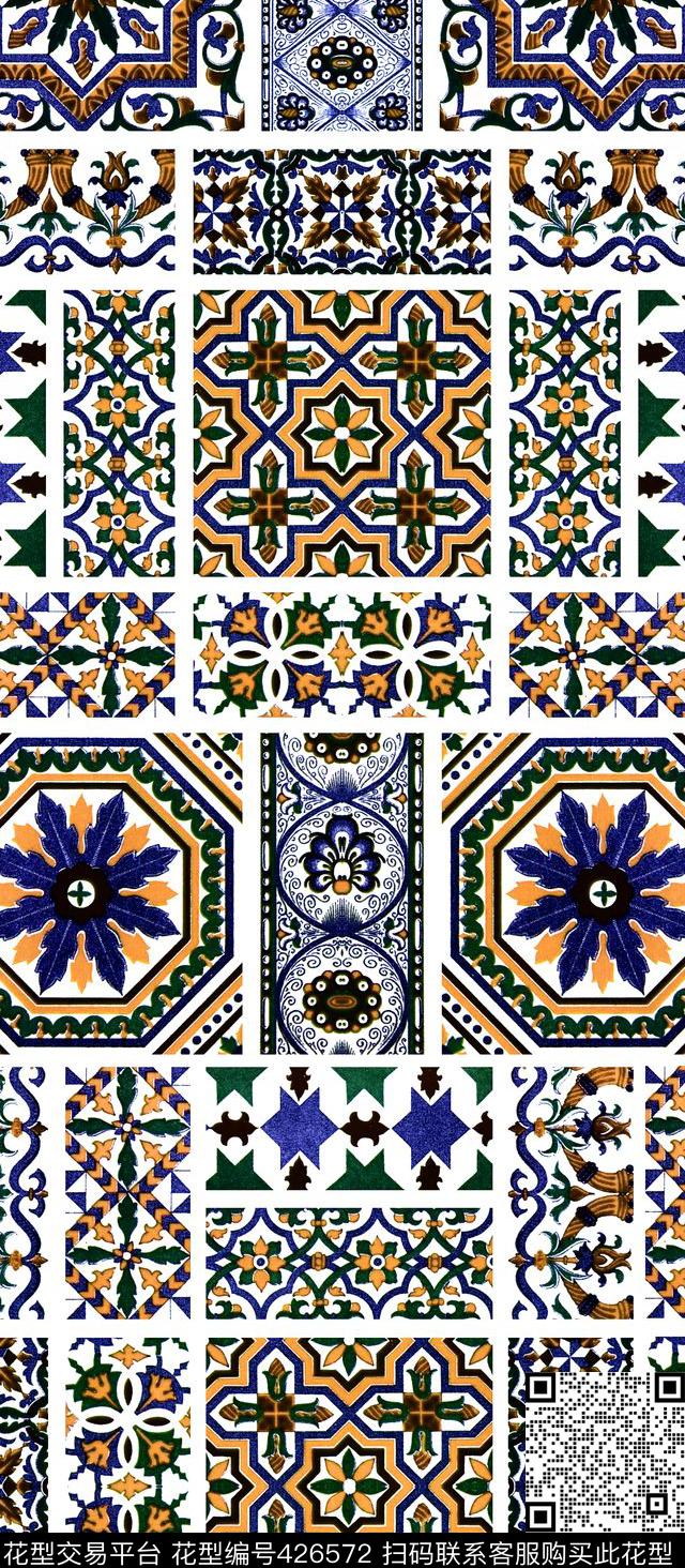 复古陶瓷瓷砖数码印花华亿平台下载（图片编号: 426572） - 瓦栏（Walan）