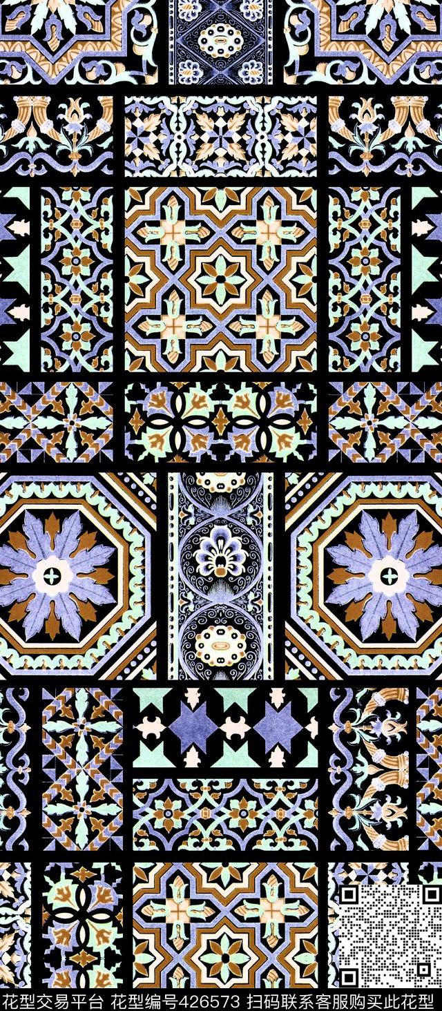 复古陶瓷瓷砖数码印花华亿平台下载（图片编号: 426573） - 瓦栏（Walan）