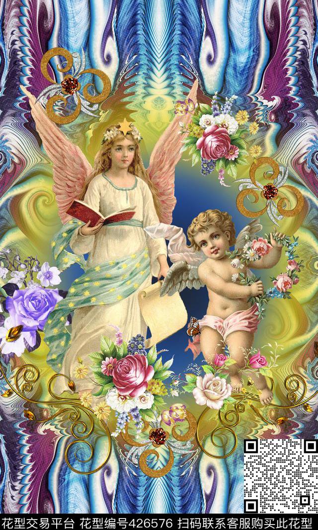 定位油画人物数码印花华亿平台下载（图片编号: 426576） - 瓦栏（Walan）