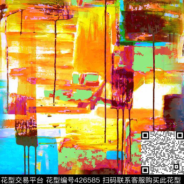 抽象古典靓丽数码印花华亿平台下载（图片编号: 426585） - 瓦栏（Walan）