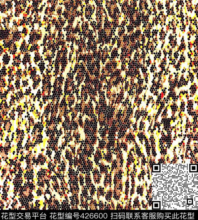 休闲手绘豹纹抽象传统印花华亿平台下载（图片编号: 426600） - 瓦栏（Walan）