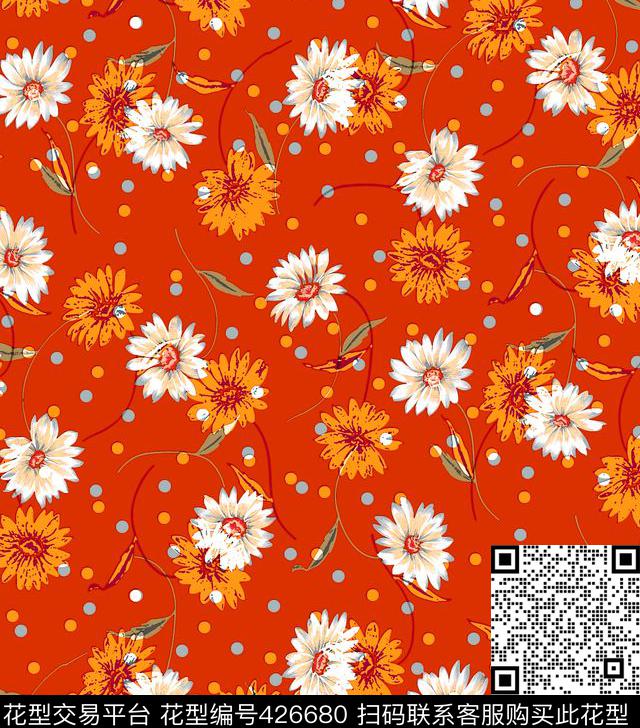 花卉菊花波点小清新传统印花华亿平台下载（图片编号: 426680） - 瓦栏（Walan）