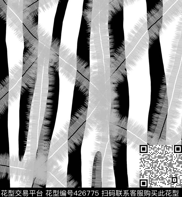 黑白布纹竖条数码印花华亿平台下载（图片编号: 426775） - 瓦栏（Walan）
