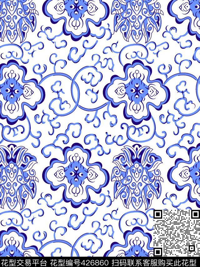 传统简单清晰大方传统印花华亿平台下载（图片编号: 426860） - 瓦栏（Walan）