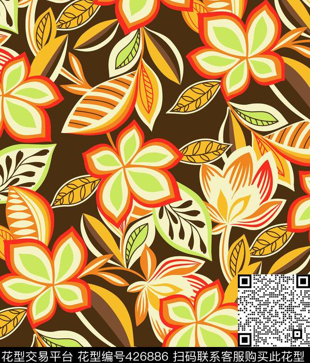 传统花夲时尚传统印花华亿平台下载（图片编号: 426886） - 瓦栏（Walan）
