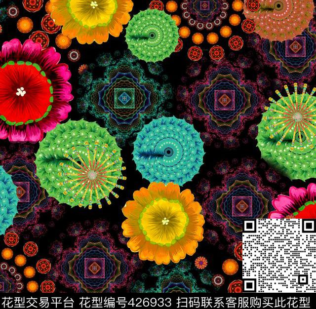 变幻流行时尚大牌万花筒数码印花华亿平台下载（图片编号: 426933） - 瓦栏（Walan）