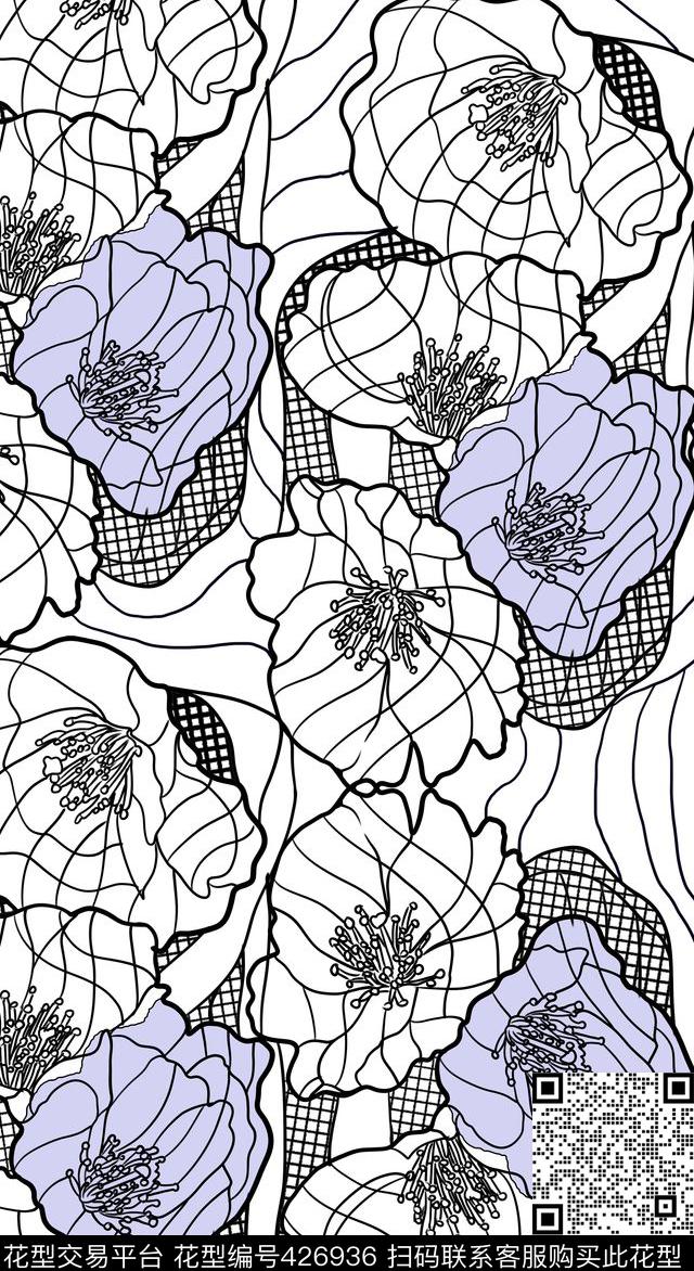 抽象纯手绘大牌数码印花华亿平台下载（图片编号: 426936） - 瓦栏（Walan）