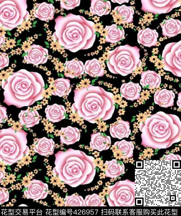 成熟裙子花时尚数码印花华亿平台下载（图片编号: 426957） - 瓦栏（Walan）