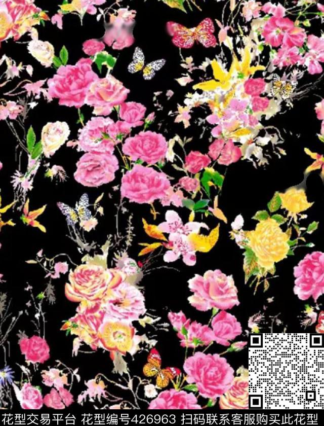 花朵流行淑女数码印花华亿平台下载（图片编号: 426963） - 瓦栏（Walan）