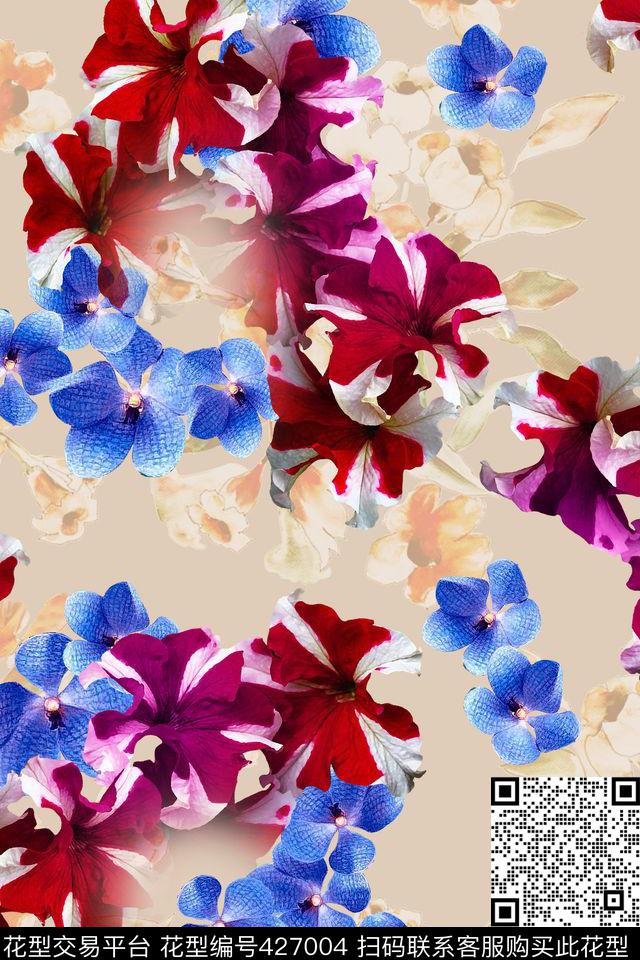 暗花大花简约数码印花华亿平台下载（图片编号: 427004） - 瓦栏（Walan）