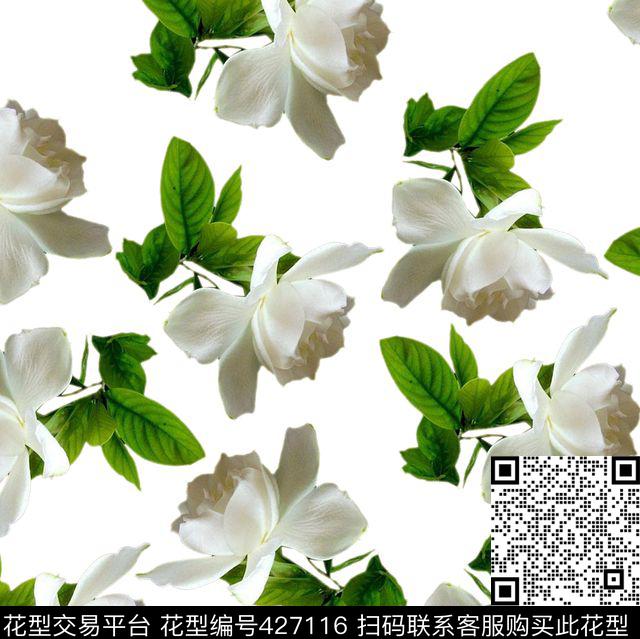 纯洁花卉清新数码印花华亿平台下载（图片编号: 427116） - 瓦栏（Walan）