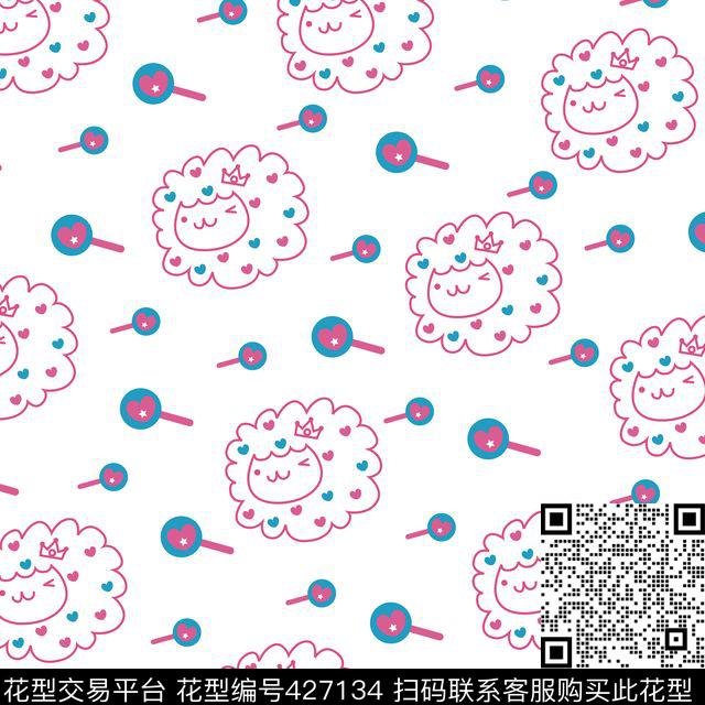 棒棒糖卡通羊传统印花华亿平台下载（图片编号: 427134） - 瓦栏（Walan）