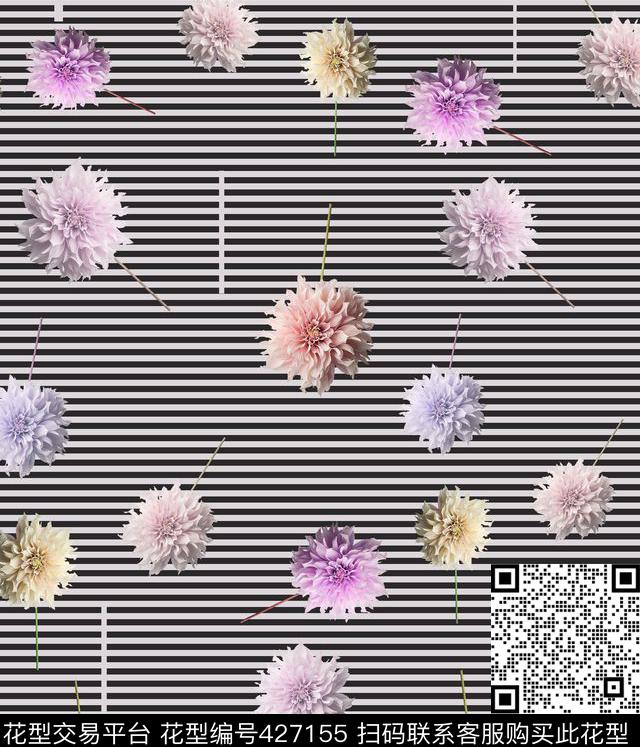 花卉菊花时尚数码印花华亿平台下载（图片编号: 427155） - 瓦栏（Walan）