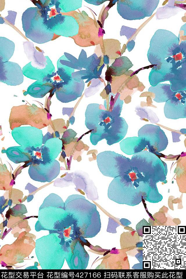 时尚休闲花卉潮牌数码印花华亿平台下载（图片编号: 427166） - 瓦栏（Walan）