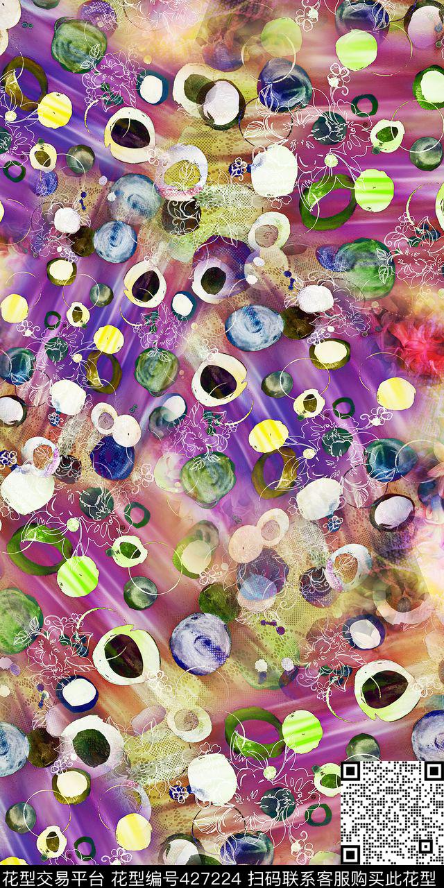 流行时尚蕾丝花卉波点数码印花华亿平台下载（图片编号: 427224） - 瓦栏（Walan）