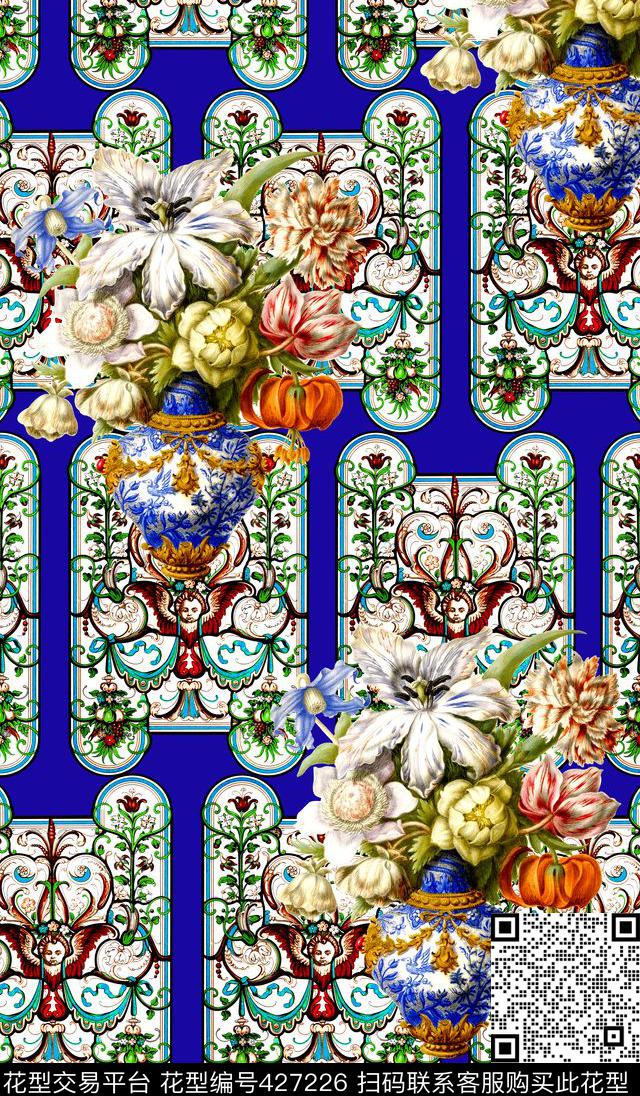 欧式花纹陶瓷数码印花华亿平台下载（图片编号: 427226） - 瓦栏（Walan）
