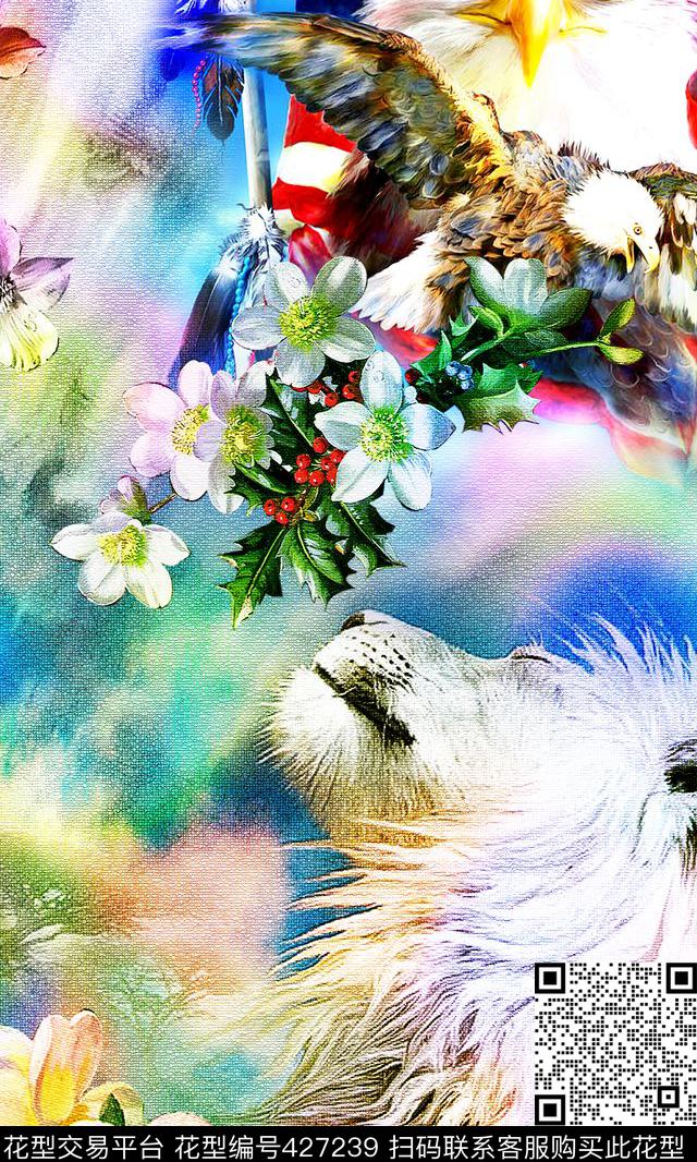 时尚花卉狮子数码印花华亿平台下载（图片编号: 427239） - 瓦栏（Walan）