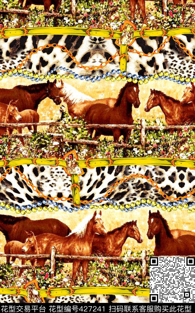 时尚豹纹马数码印花华亿平台下载（图片编号: 427241） - 瓦栏（Walan）