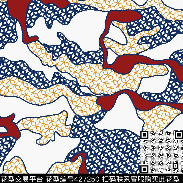 几何迷彩网格传统印花华亿平台下载（图片编号: 427250） - 瓦栏（Walan）