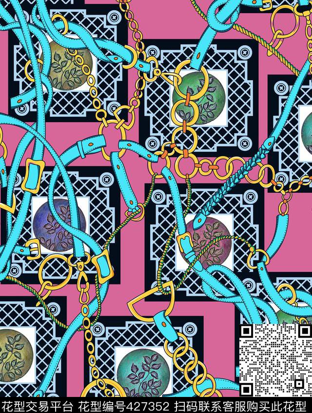 圆点花卉皮带数码印花华亿平台下载（图片编号: 427352） - 瓦栏（Walan）