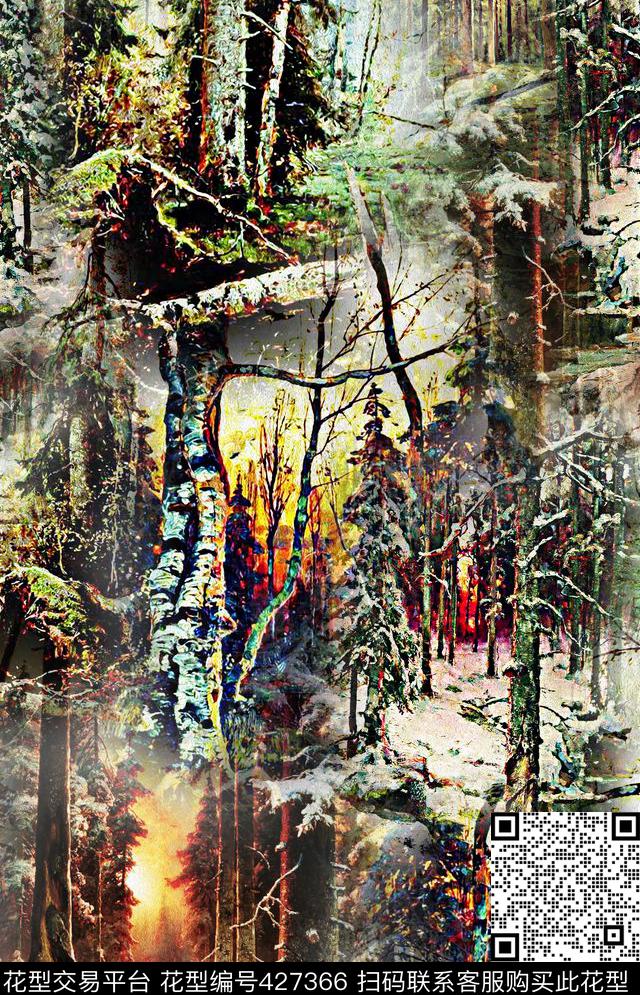 油画欧式抽象数码印花华亿平台下载（图片编号: 427366） - 瓦栏（Walan）