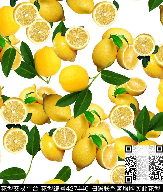 柠檬清爽水果数码印花华亿平台下载（图片编号: 427446） - 瓦栏（Walan）