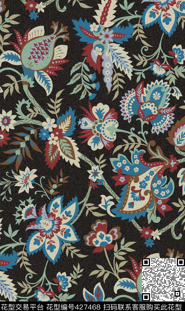 花卉面料丝巾时尚传统印花华亿平台下载（图片编号: 427468） - 瓦栏（Walan）