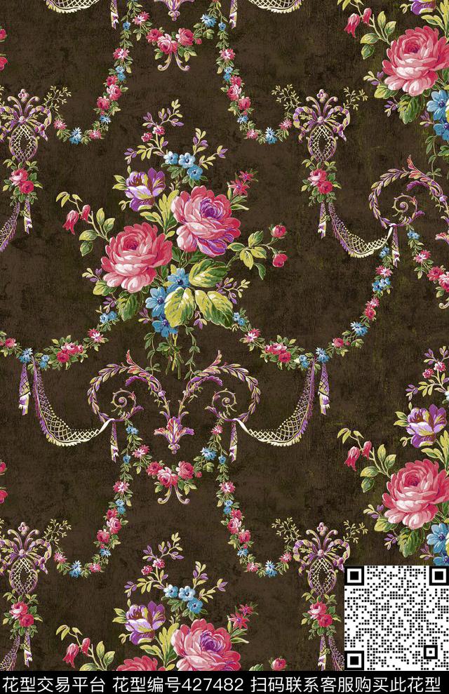 巴洛克印花复古奢华美式传统印花华亿平台下载（图片编号: 427482） - 瓦栏（Walan）